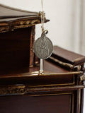 Médaille religieuse catholique ronde, finition argentée, Vierge, pendentif