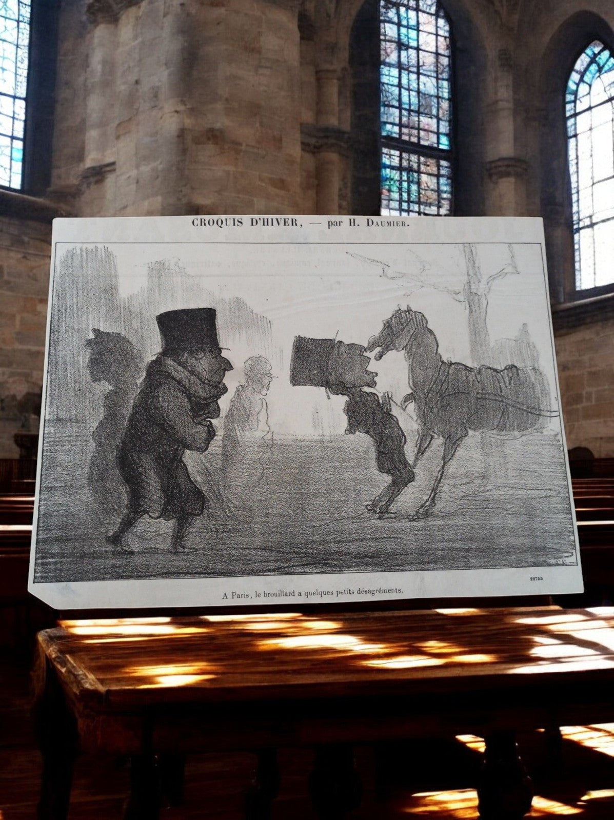 Affiche vintage Croquis d’Hiver Daumier – Illustration rétro Paris authentique