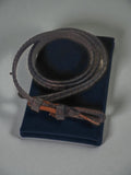 Ceinture vintage années 1950 tressée cuir marron ancien, accessoire rétro authen