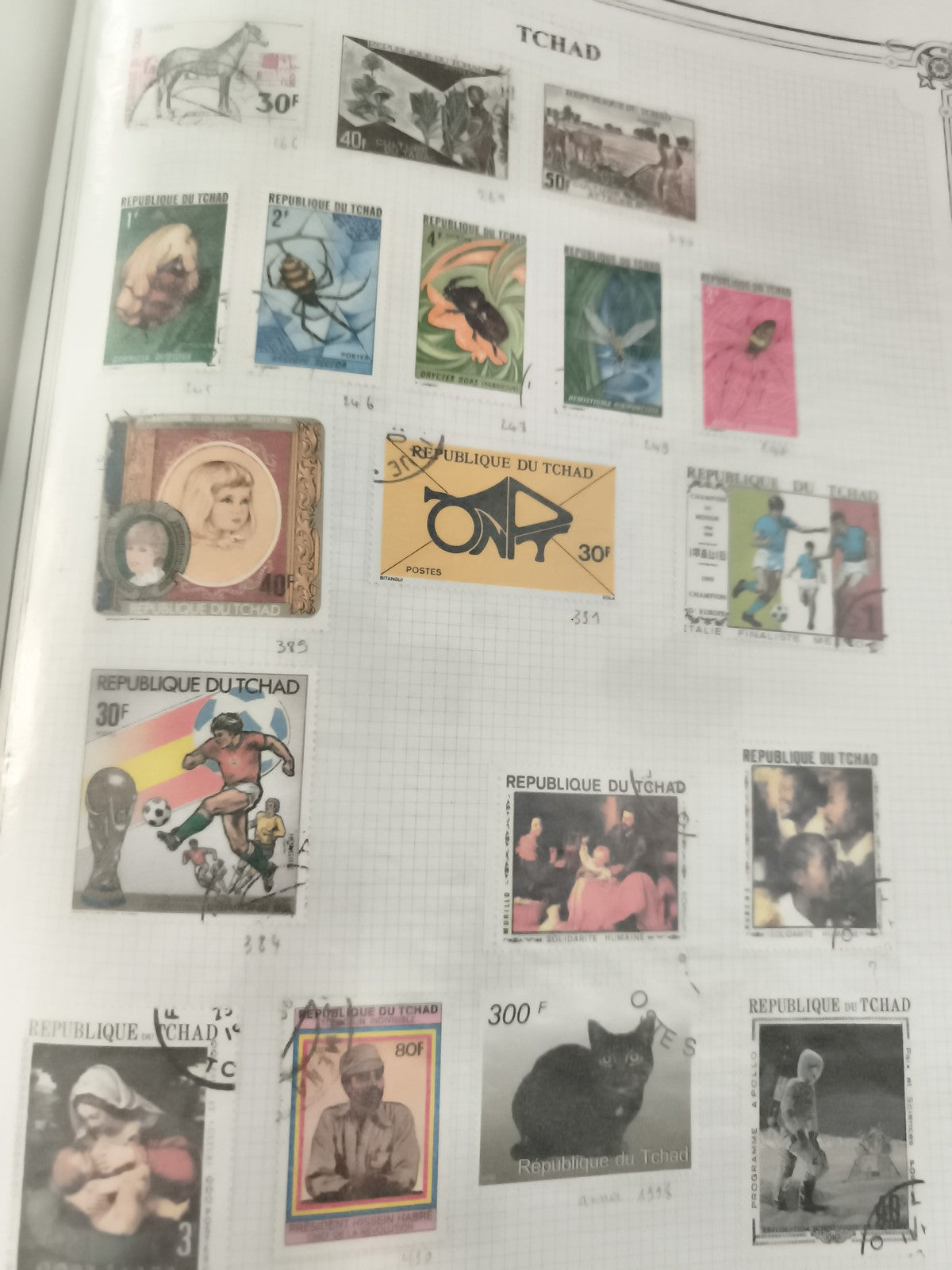 Timbres Tchad République du Tchad thématiques animaux sport art oblitérés philat