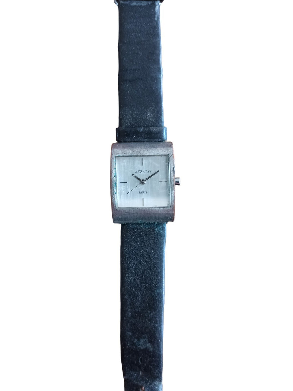 Montre Azzaro Paris vintage cadran carré cuir noir style rétro intemporel