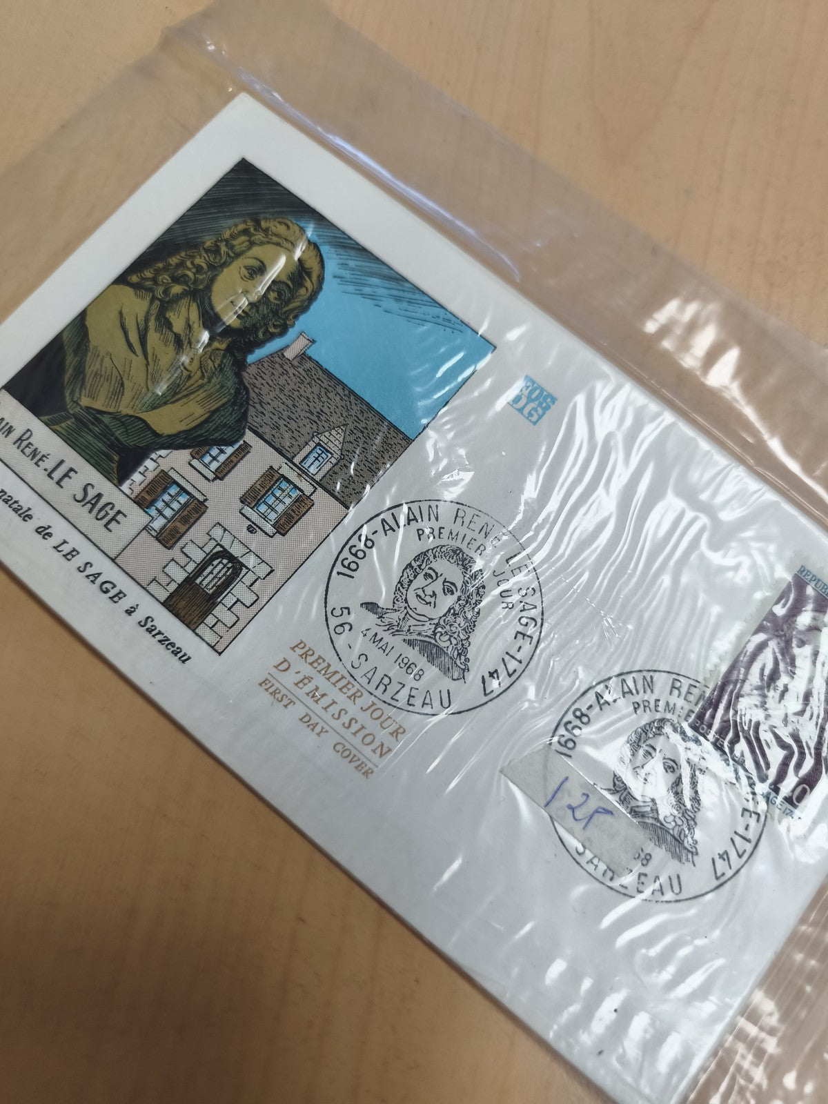 Enveloppe Premier Jour Alain René Le Sage 1968 Sarzeau philatélie FDC
