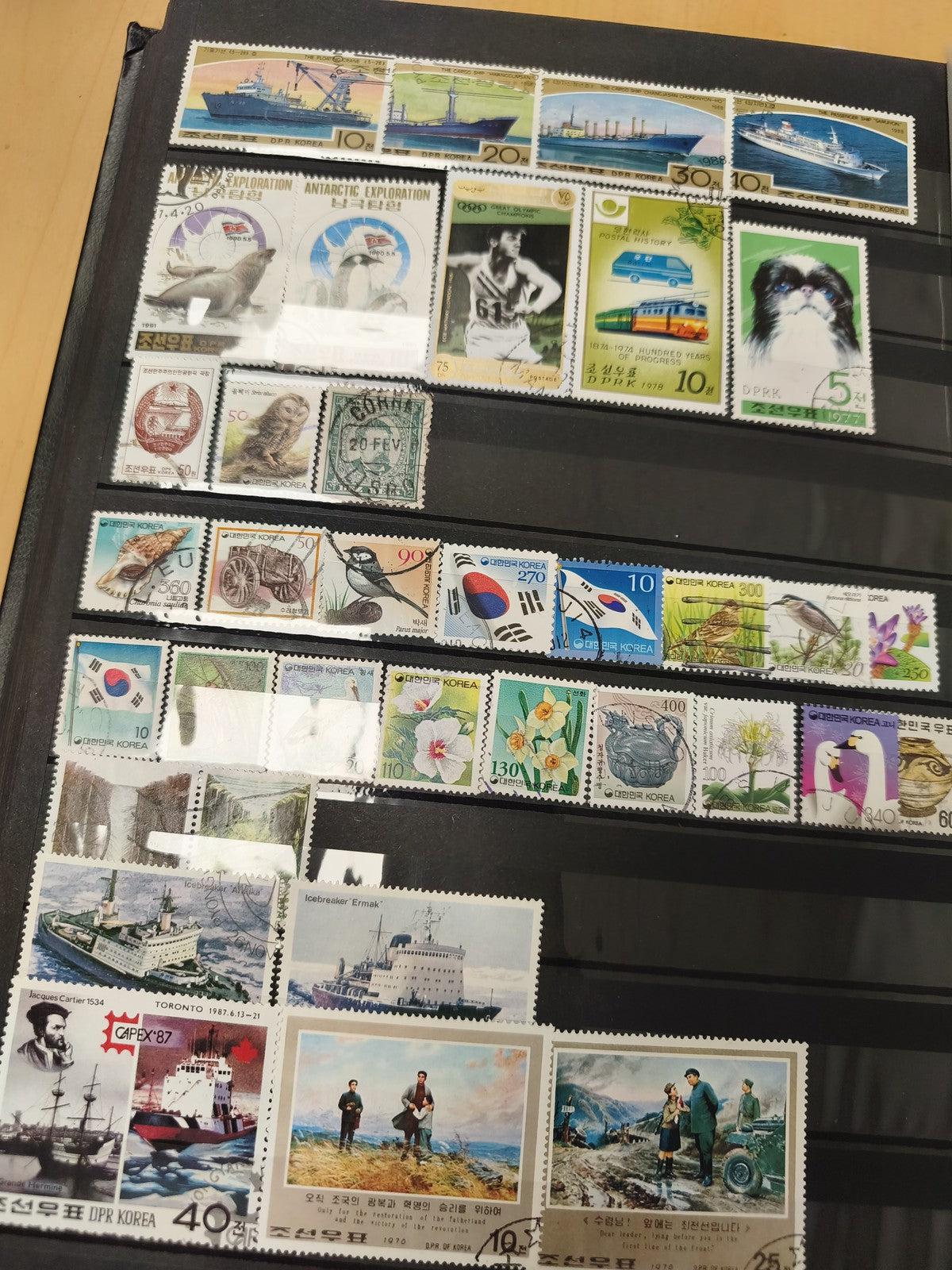 Lot de timbres thématiques divers, paysages, animaux, sports, oblitérés