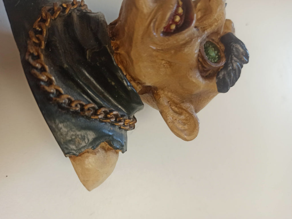 Buste figurine rétro monstre 1998, chaîne sculptée, designer tampon, ancien joue