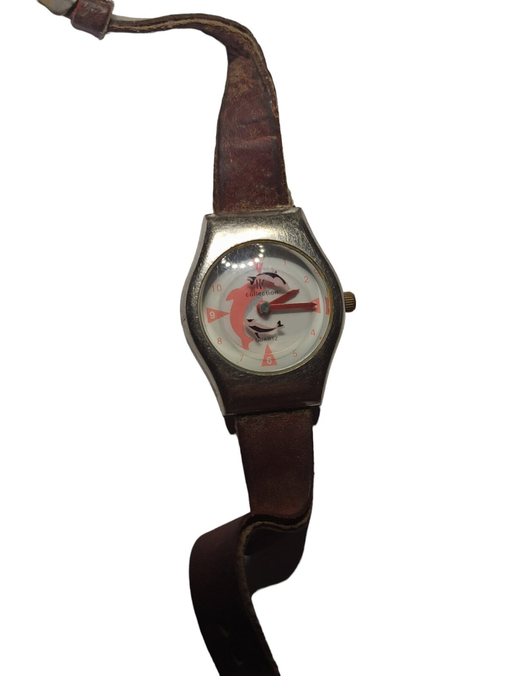 Montre IK Collection Quartz Vintage cadran graphique bracelet cuir ancien