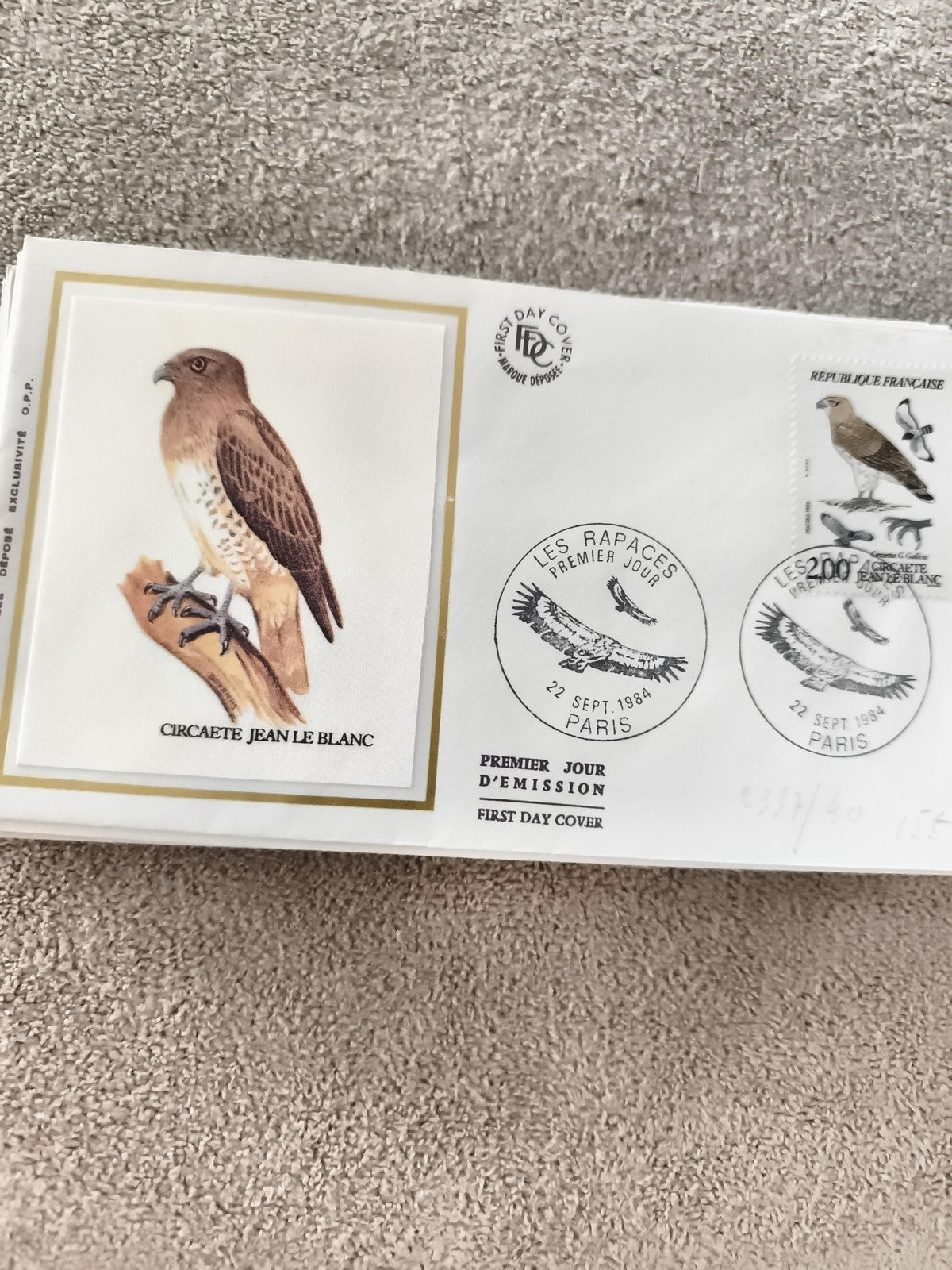 FDC Les Rapaces 1984 Circaète Jean-le-Blanc Paris premier jour ancien philatélie