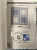 Ancien timbre FDC Vasarely 1980 IPRA France 1,30 art optique bleu