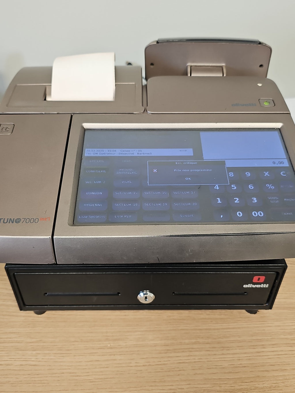Caisse enregistreuse tactile Olivetti Nettun 7000 HS, écran, tiroir, pièces déta