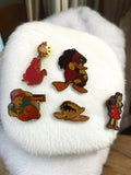 Lot 5 pin's anciens dessins animés cartoons vintage rétro collection France