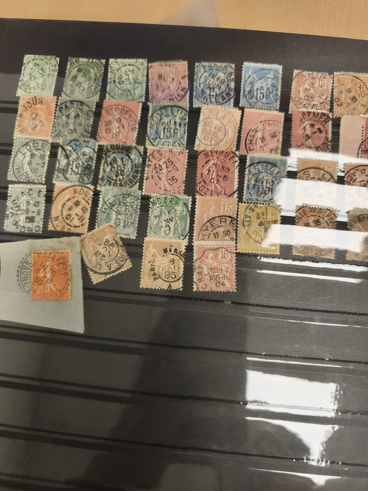 Lot timbres France oblitérés XIXe début XXe, multiples valeurs, philatélie