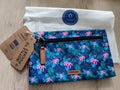 Pochette Cabaia motif tropical bleu rose neuve, poche avant amovible 24 cm