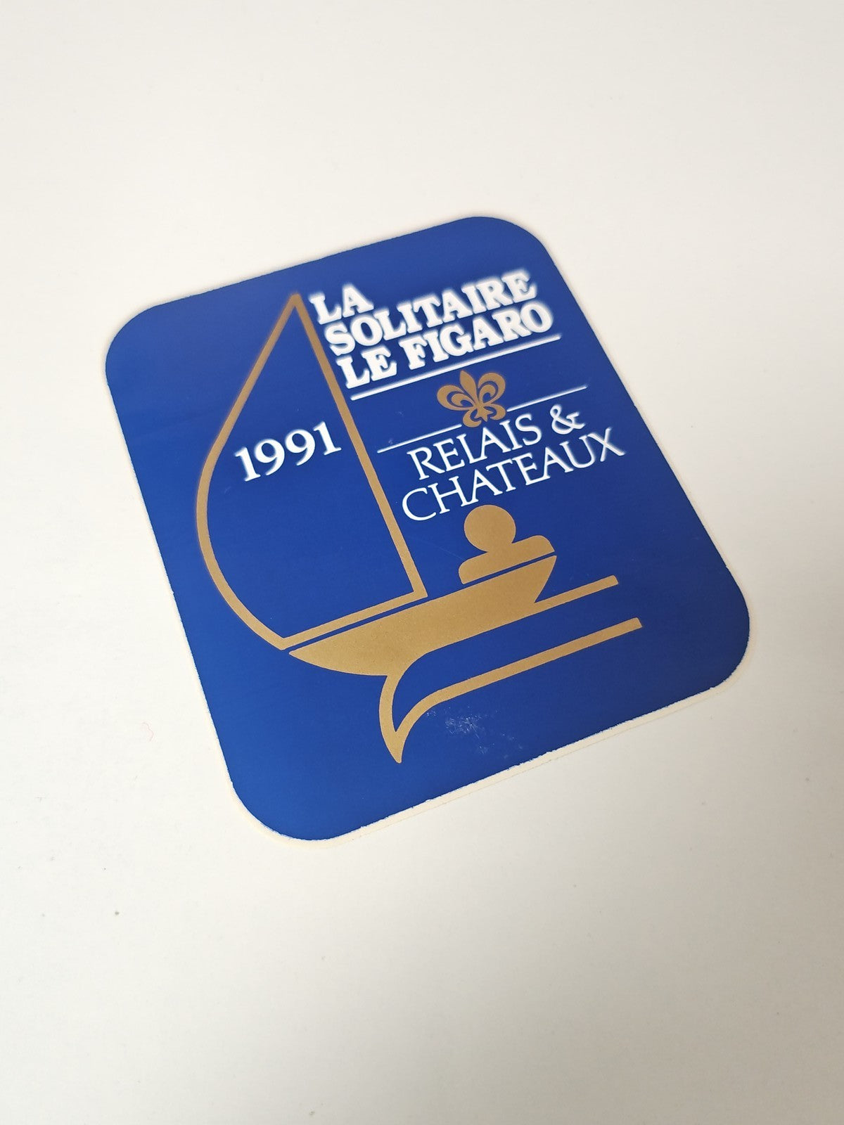 Ancien autocollant publicitaire rétro La Solitaire Le Figaro, déco vintage rare