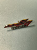 Pin's vintage Trésor, design graphique rouge et noir, collection ancien