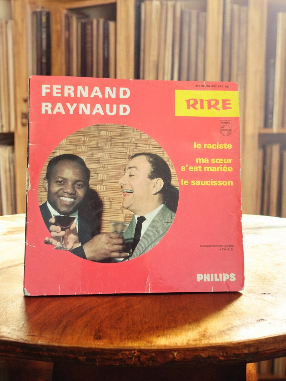 Vinyle 45 tours Fernand Raynaud RIRE Philips ancien pochette rouge vintage
