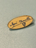 Vintage pin's ovale Signé Marseille bleu blanc, badge ancien collection
