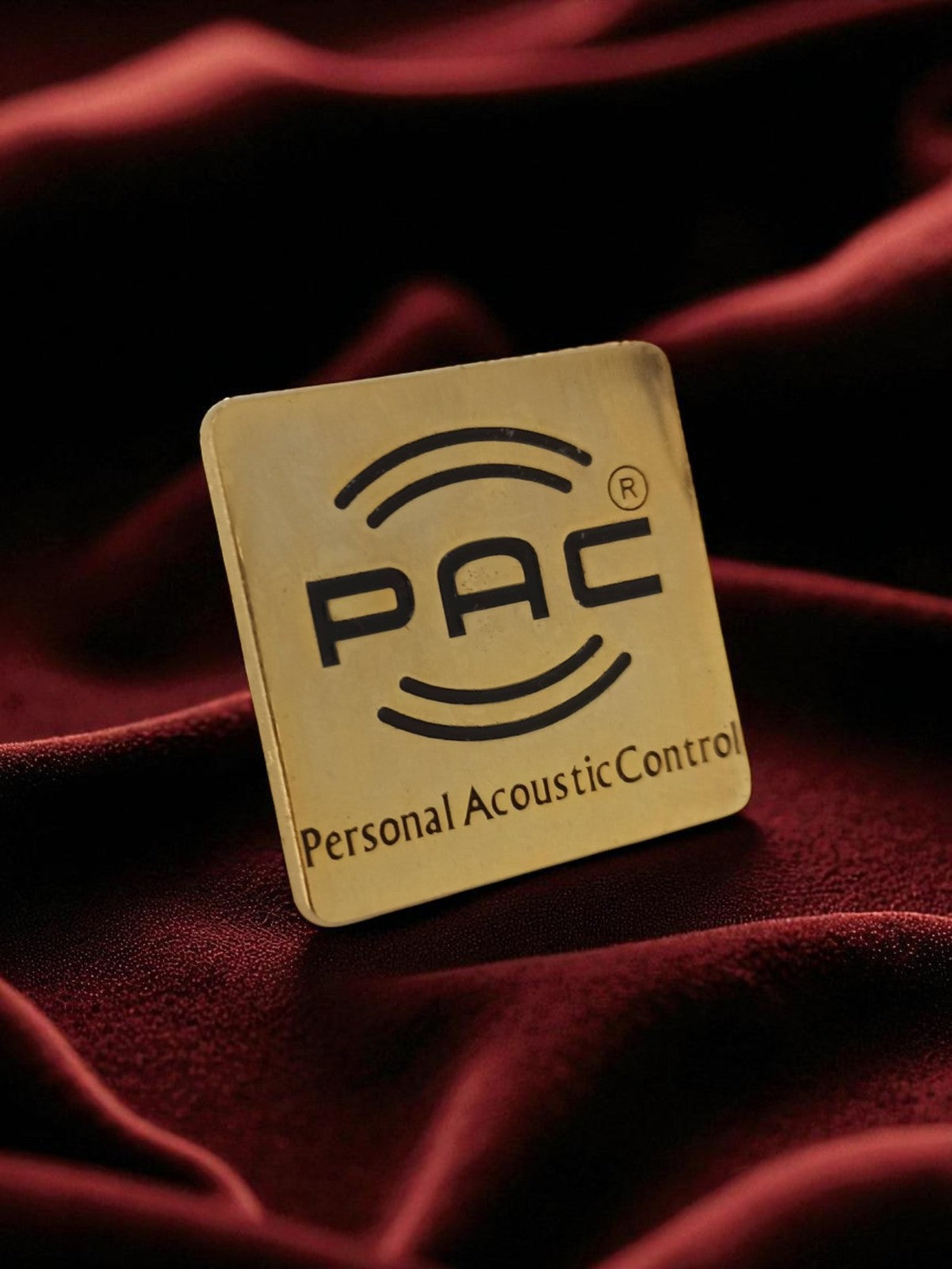 Pin's publicitaire vintage Personal Acoustic Control ancien badge rétro collecti