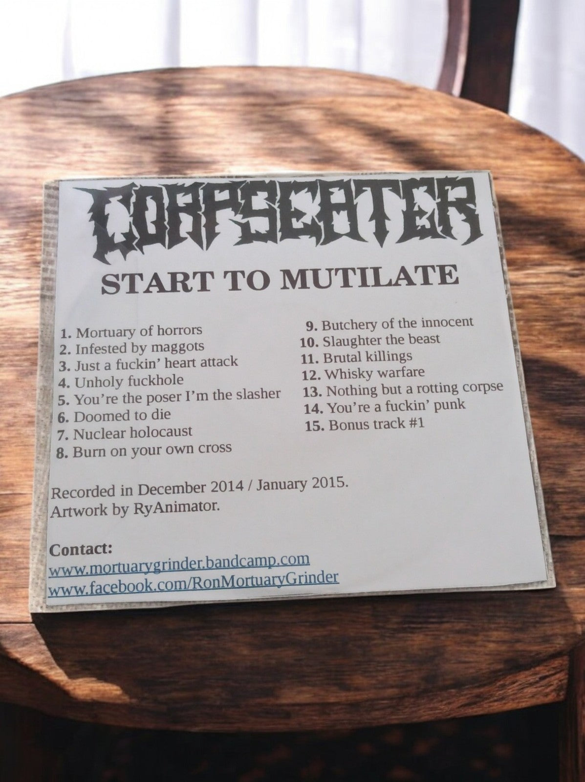 CD démo Corpseater Goregrind Grindcore ultra rare pochette noire et blanche