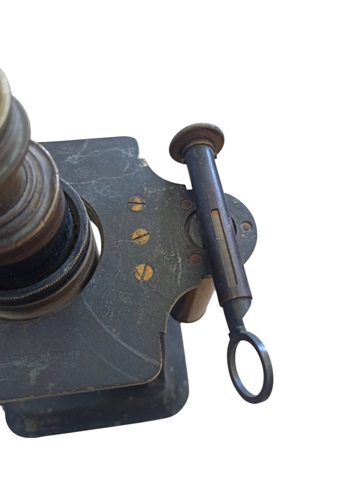 Microscope ancien Arthur Chevalier XIXe vintage laiton optique scientifique