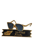 Broche publicitaire rétro lunettes Loubsol, badge ancien de collection vintage