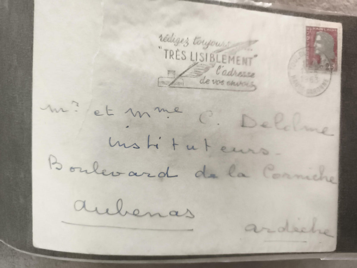 Lettre ancienne timbrée France 1963 Marianne, cachet Aubenas Ardèche philatélie