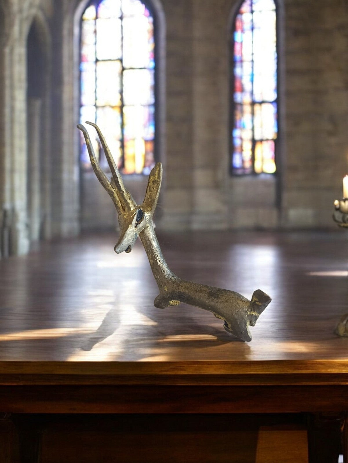 Sculpture antilope africaine vintage bronze patine dorée art déco