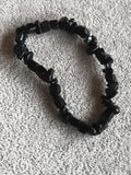 Bracelet pierres naturelles noires éclats, perles irrégulières, élastique