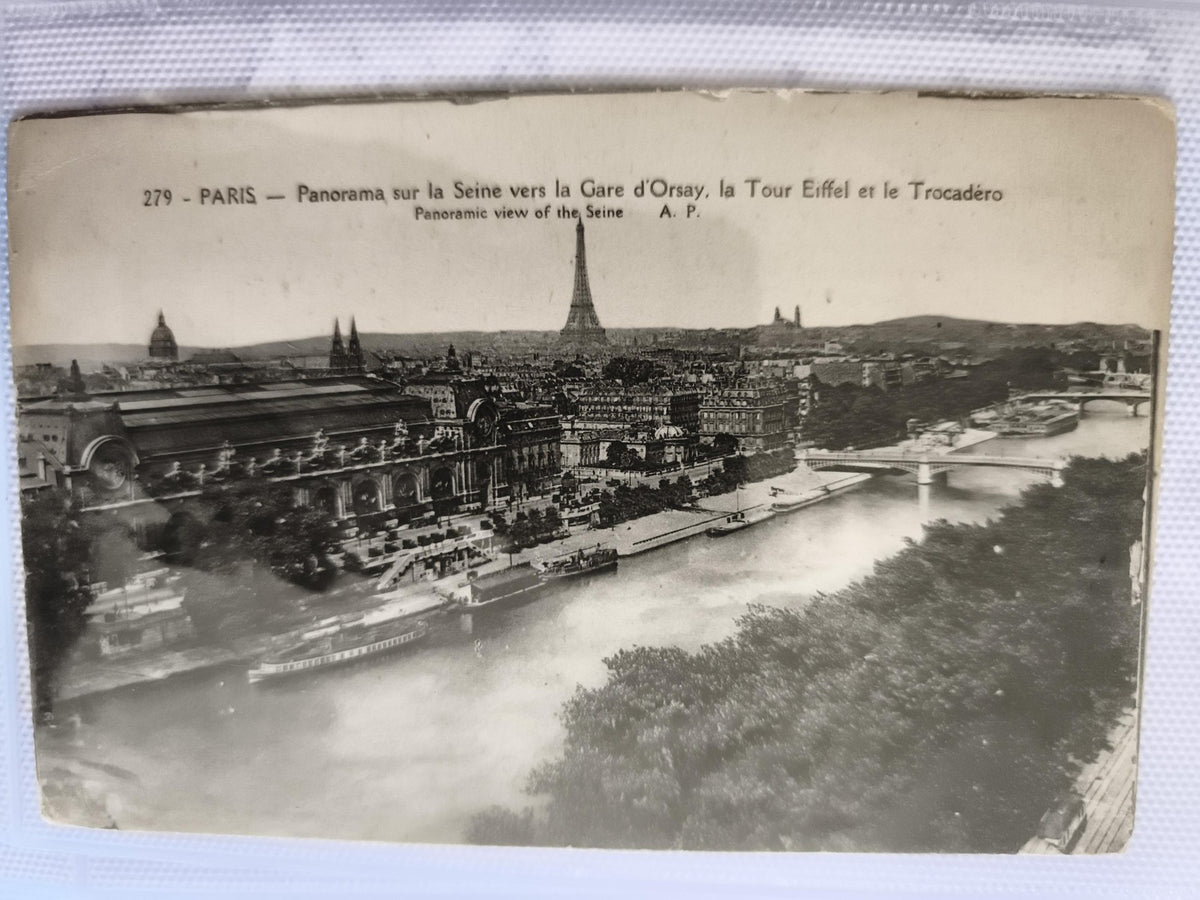 Carte postale CPA Paris panorama Gare d'Orsay Tour Eiffel Trocadéro
