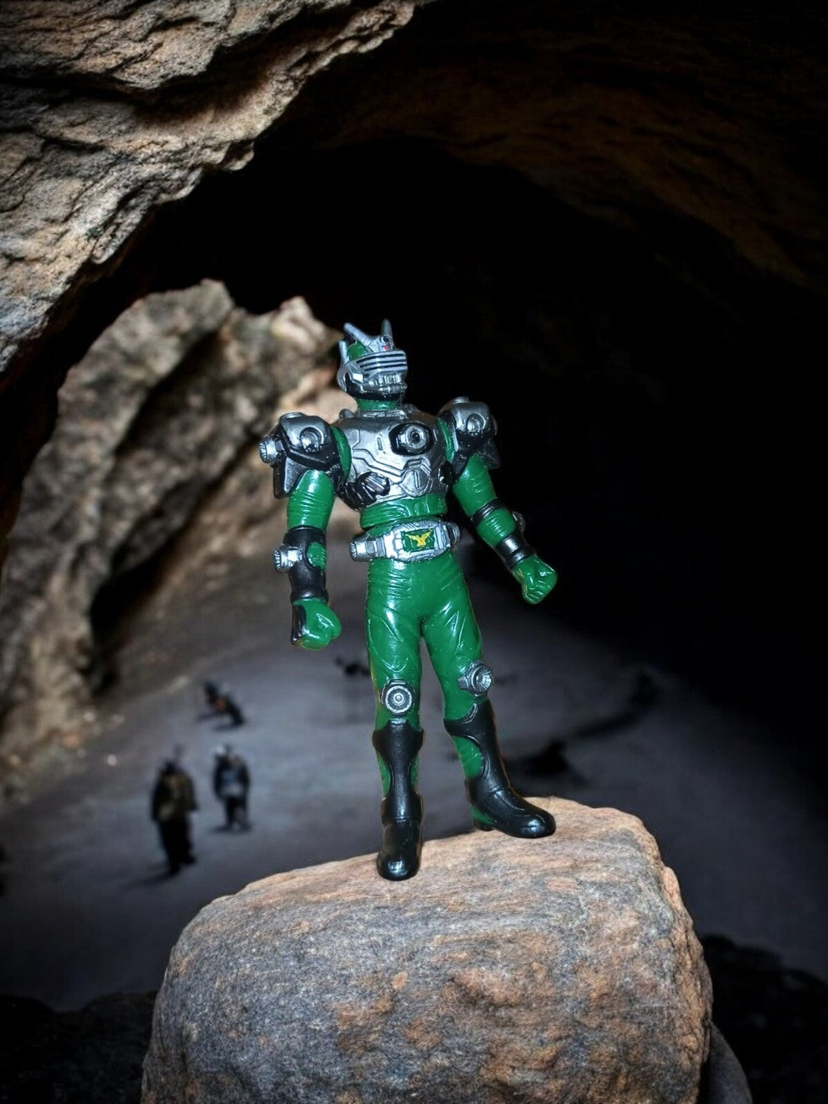 Figurine Kamen Rider Bandai vintage, robot vert/argent, série collector rare