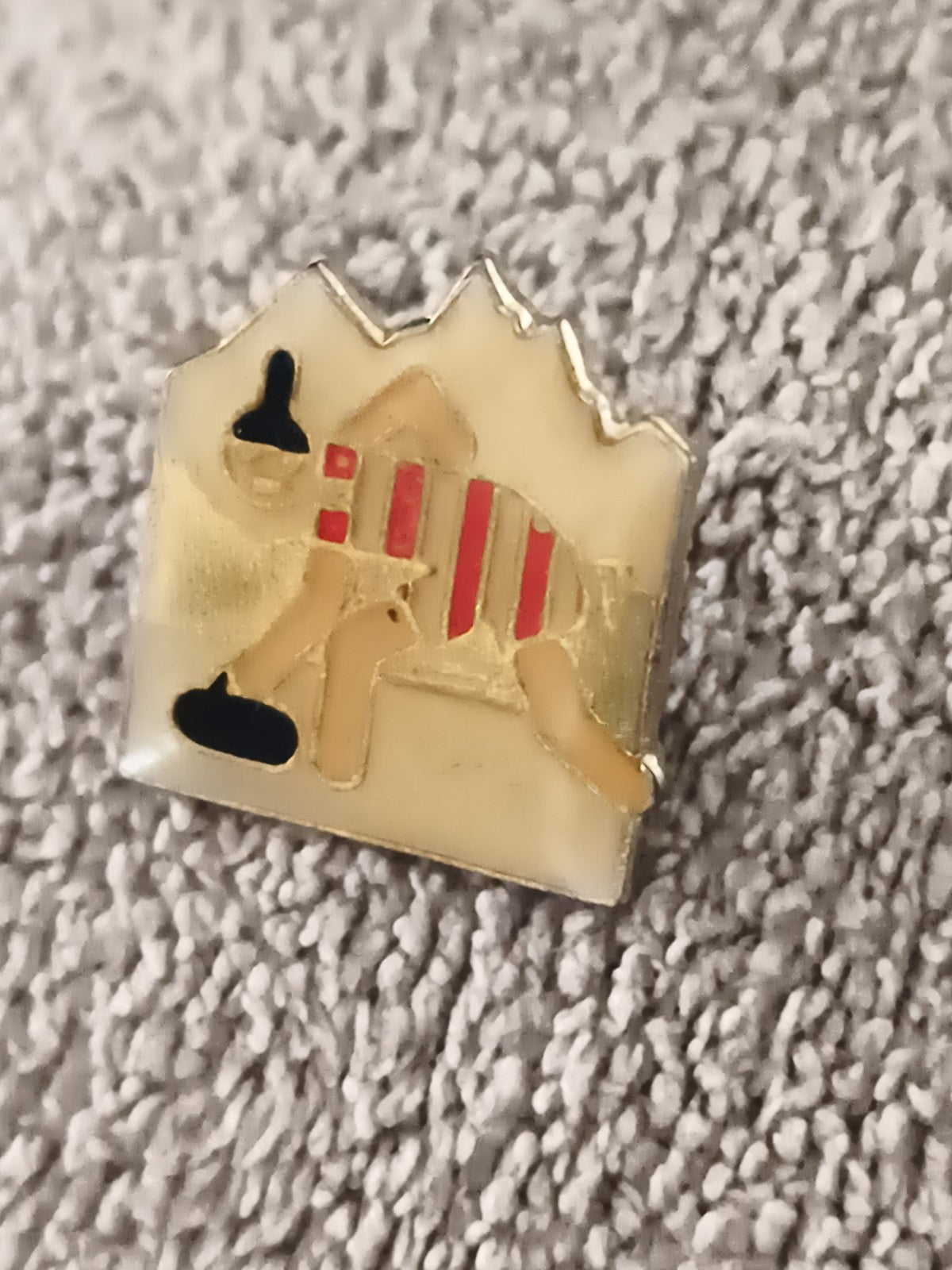 Pin's vintage chien Saint-Bernard montagne émaillé doré badge ancien (Ref 10)