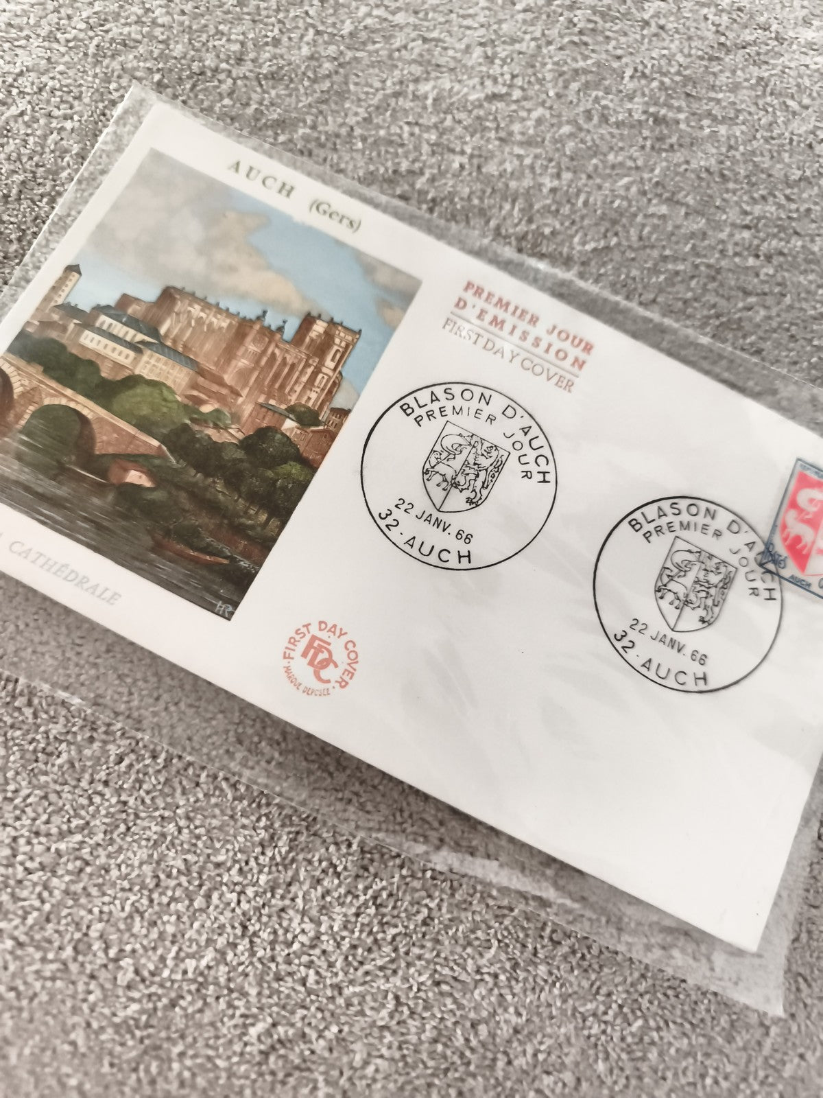 Lettre premier jour Auch 1966 blason Gers FDC philatélie ancienne cachet
