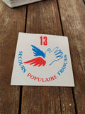 Autocollant vintage Secours Populaire Français n°13 logo main rouge bleu