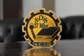 Pin's vintage ACSO SOS 27 MHz radio CB, badge rétro accessoire mode