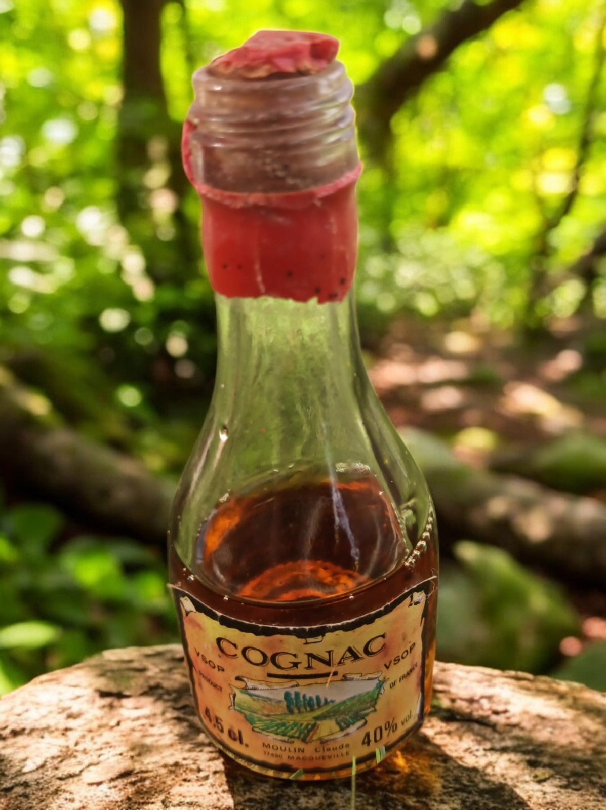 Mignonette Cognac VSOP Vintage 4,5cl Moulin Claude 40% bouchon cire ancienne