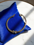 Bracelet vintage en métal, maille plate et nœud strass rétro années 70