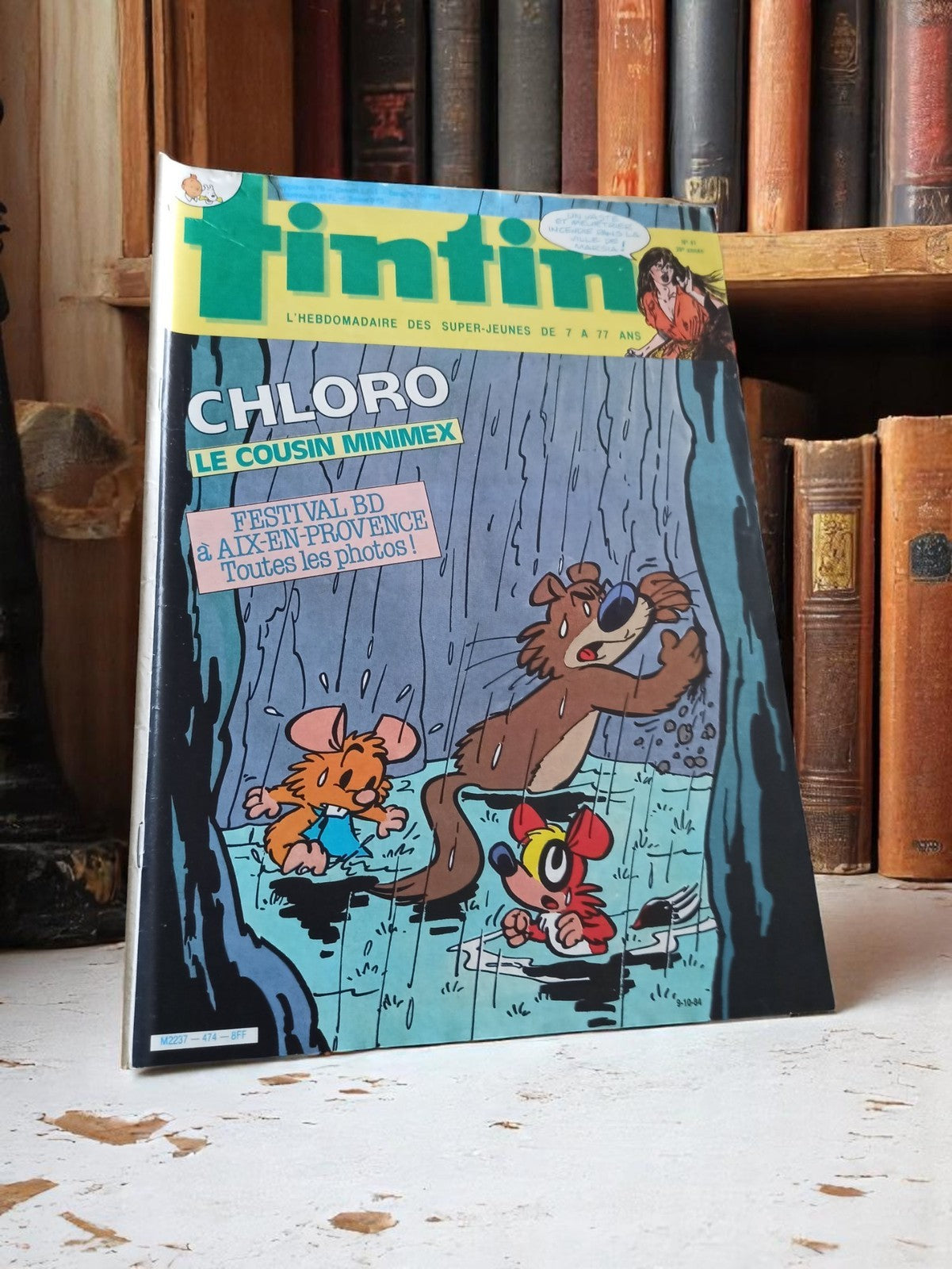 Magazine Tintin ancien vintage Chloro Cousin Minimex Festival BD couverture colo
