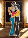 Pendentif vintage émaillé Années 70 couple disco rétro rare deadstock