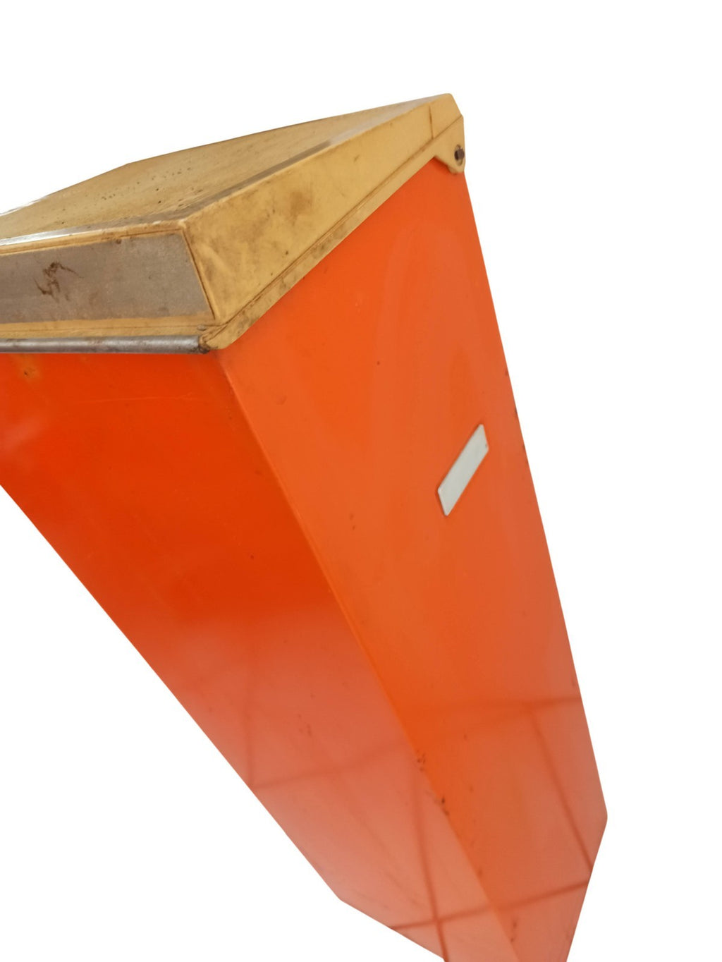 Panier à pain ancien vintage métal orange rétro déco cuisine années 60-70