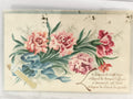 Carte postale ancienne fleurs œillets relief Bonne Année CPA vintage déco