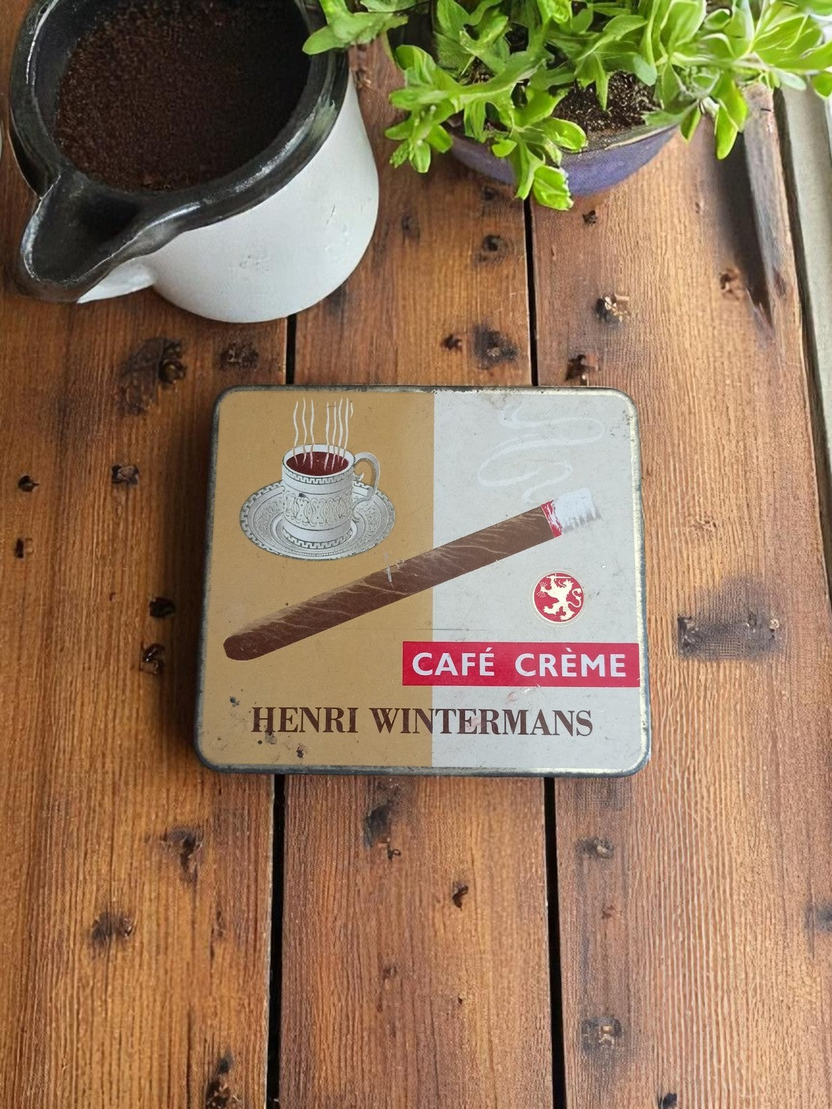Boîte métal publicitaire vintage Henri Wintermans Café Crème cigare déco
