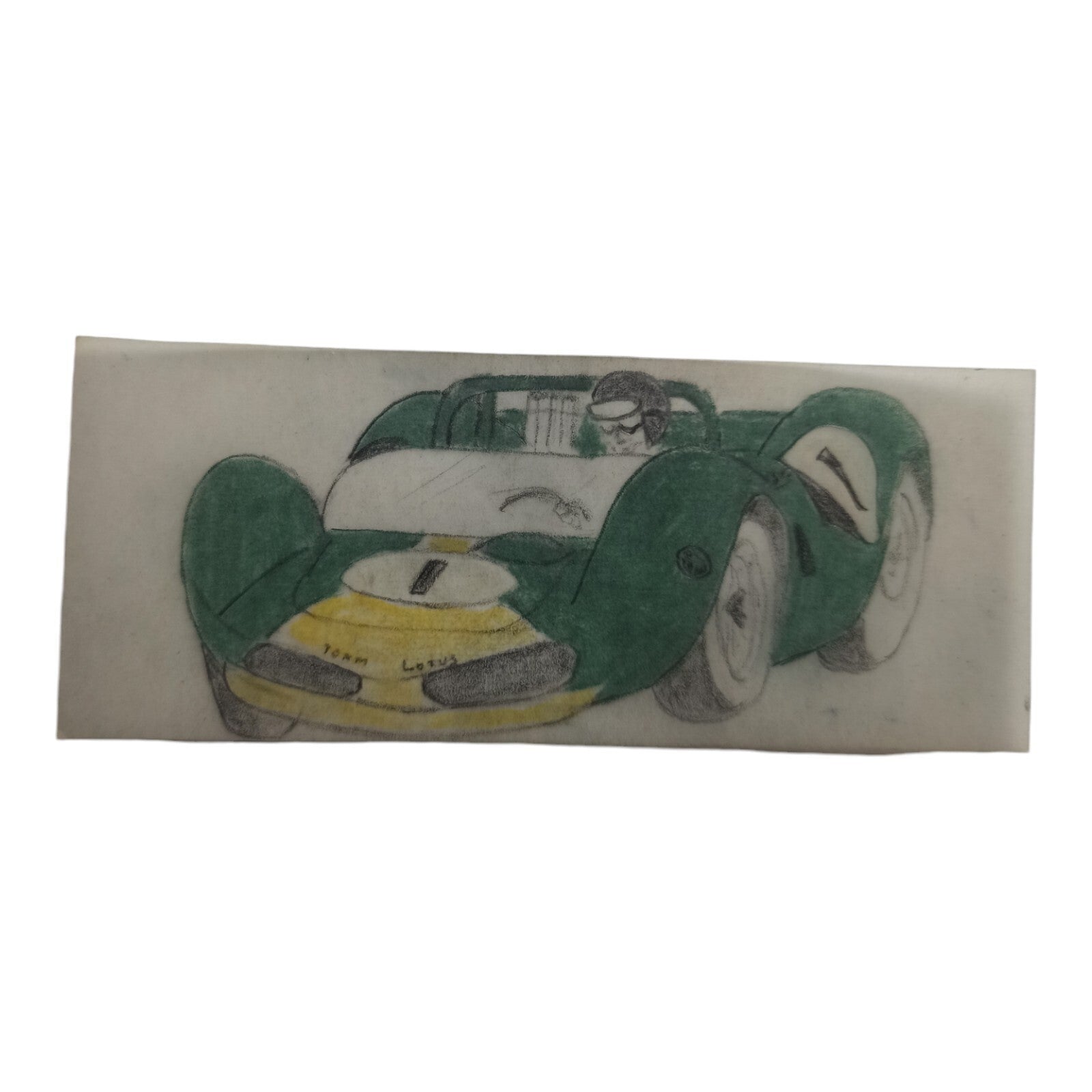 Plan calque Scalextric Dinky Toys Lotus vert jaune dessin vintage 10cm rare