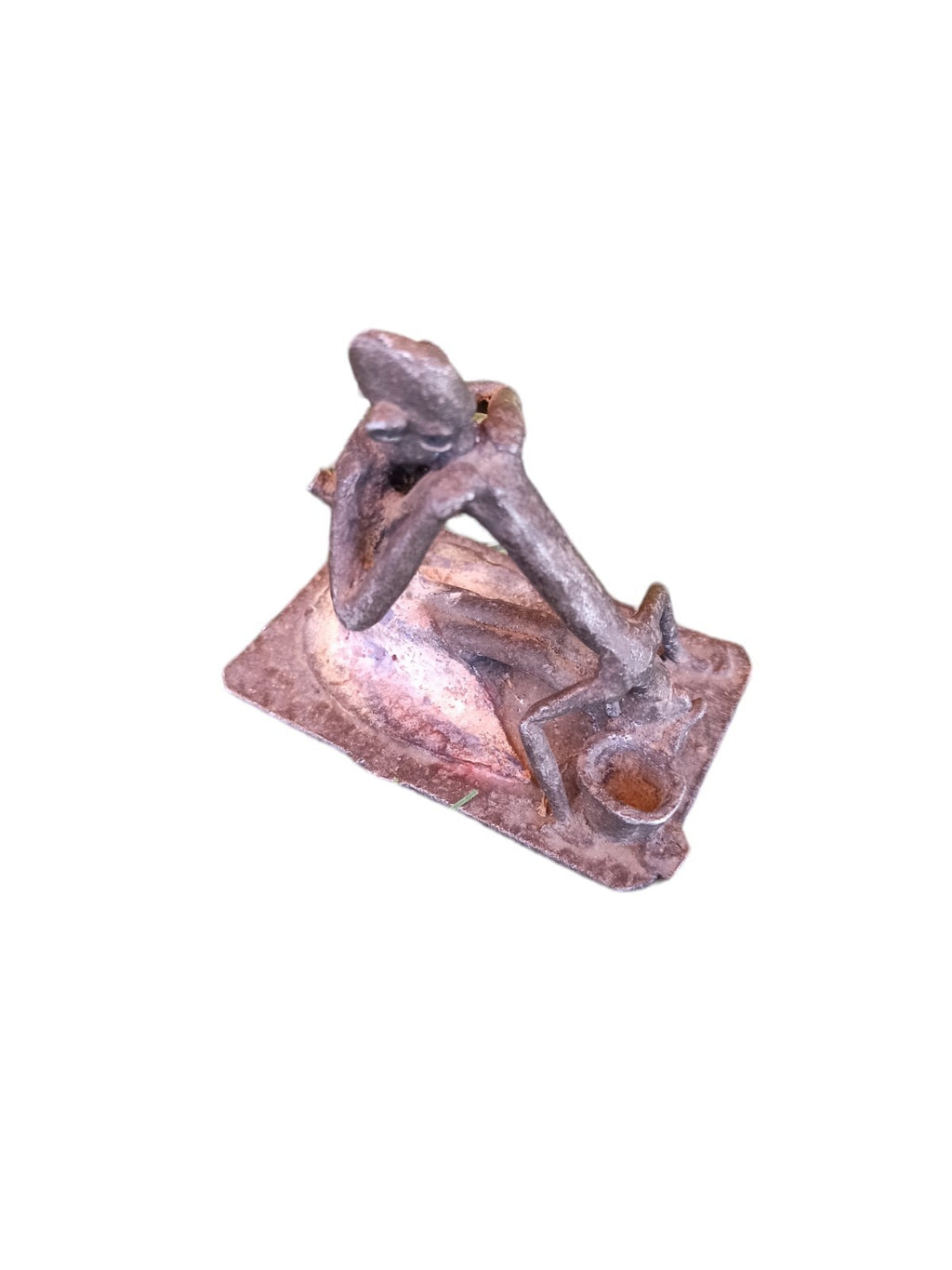 Statuette africaine en métal, sculpture artisanale, figure abstraite décorative
