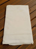 Drap de lit ancien brodé vintage fin XIXe, motif ancre, rare, collection rétro