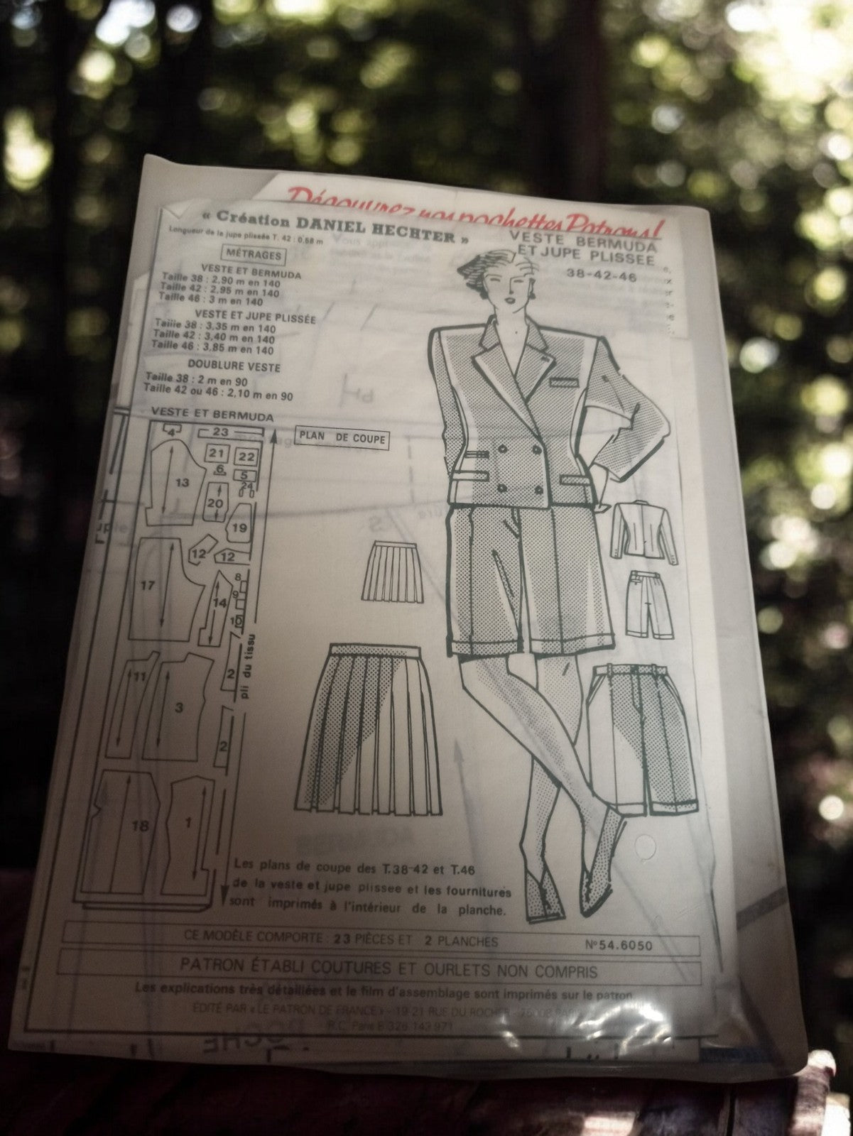 Patron couture vintage Daniel Hechter veste jupe bermuda années 80 ancien