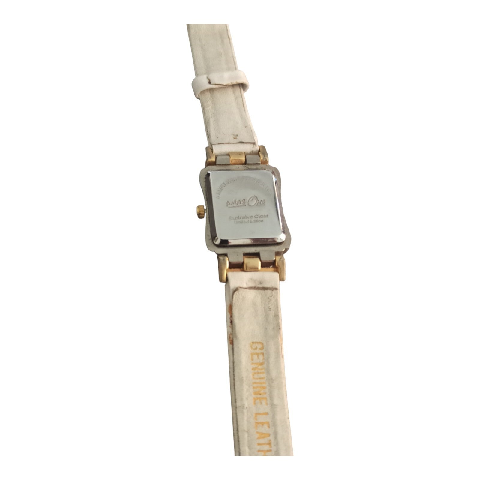 Montre Amaz One vintage femme, quartz, cadran rectangulaire, bracelet clair