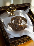 Rond de serviette baroque laiton angelot ailé doré déco vintage ancien