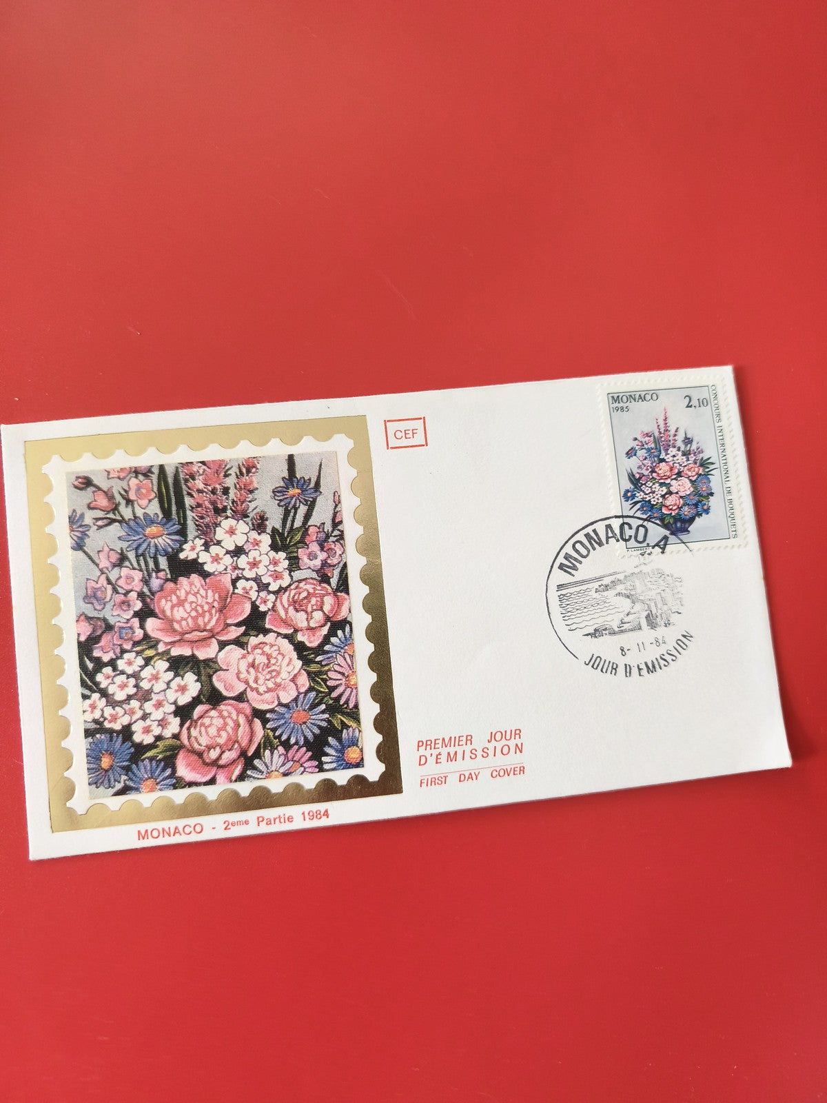 Enveloppe philatélie Monaco Premier Jour Émission fleurs timbre 1984