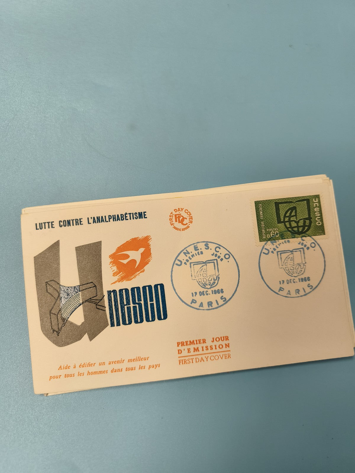 Ancienne enveloppe philatélie UNESCO 1966 Premier Jour d?émission timbre FDC