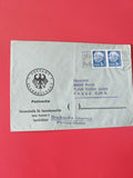 Enveloppe philatélie Saarbrücken timbres 3F bleus Allemagne Postamt