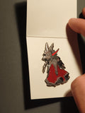 Pin's personnage armure rouge noir aspect émaillé badge fantasy cosplay