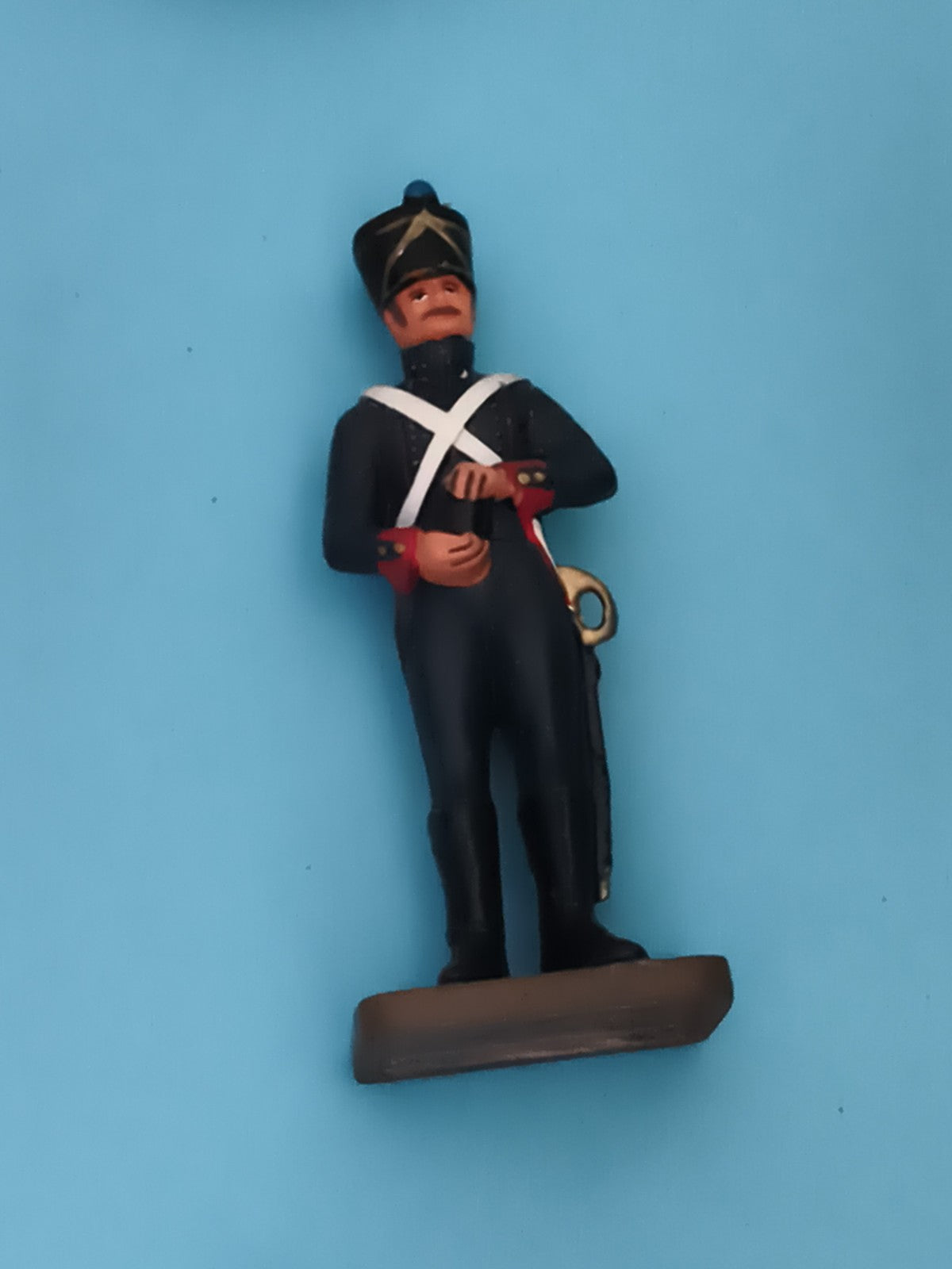 Figurine soldat ancien plomb uniforme empire bleu noir socle – figurine militair